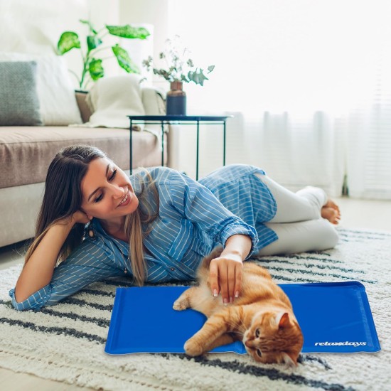 Relaxdays Dog Cooling Mat, 40 x 30 cm, Self-Cooling Dog Mat, Gel Wipe Clean, Cooling Mat for Pets, Blue Relaxdays Dog Cooling Mat, 40 x 30 cm, Self-Cooling Dog Mat, Gel Wipe Clean, Cooling Mat for Pets, Blue