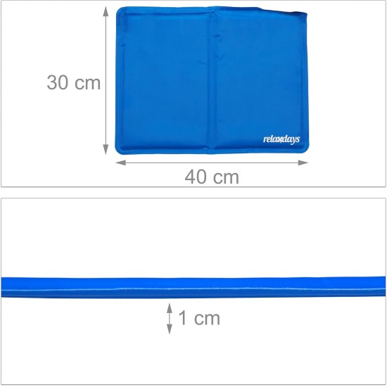 Relaxdays Dog Cooling Mat, 40 x 30 cm, Self-Cooling Dog Mat, Gel Wipe Clean, Cooling Mat for Pets, Blue Relaxdays Dog Cooling Mat, 40 x 30 cm, Self-Cooling Dog Mat, Gel Wipe Clean, Cooling Mat for Pets, Blue