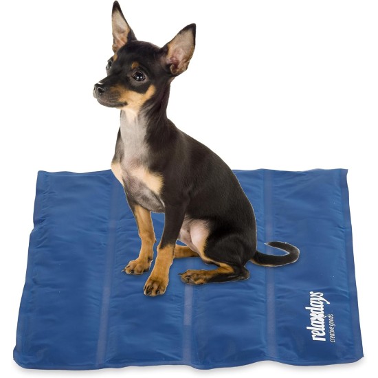 Relaxdays Dog Cooling Mat, 50 x 40 cm, Self-Cooling Dog Mat, Gel Wipe Clean, Cooling Mat for Pets, Blue, Plastic, S Relaxdays Dog Cooling Mat, 50 x 40 cm, Self-Cooling Dog Mat, Gel Wipe Clean, Cooling Mat for Pets, Blue, Plastic, S