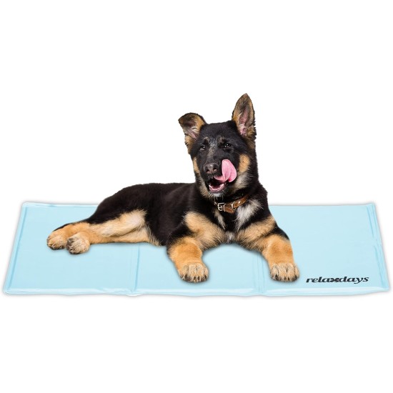 Relaxdays Dog Cooling Mat, 50 x 90 cm, Self-Cooling Dog Mat, Gel Wipe Clean, Cooling Mat for Pets, Light Blue Relaxdays Dog Cooling Mat, 50 x 90 cm, Self-Cooling Dog Mat, Gel Wipe Clean, Cooling Mat for Pets, Light Blue