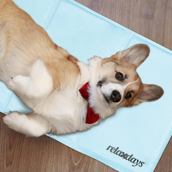 Relaxdays Dog Cooling Mat, 50 x 90 cm, Self-Cooling Dog Mat, Gel Wipe Clean, Cooling Mat for Pets, Light Blue Relaxdays Dog Cooling Mat, 50 x 90 cm, Self-Cooling Dog Mat, Gel Wipe Clean, Cooling Mat for Pets, Light Blue