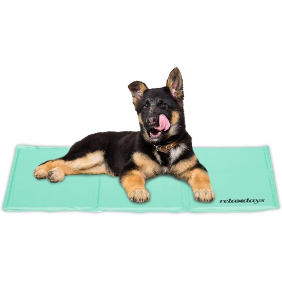 Relaxdays Dog Cooling Mat, 50 x 90 cm, Self-Cooling Dog Mat, Gel Wipe Clean Cooling Mat for Pets, Turquoise Relaxdays Dog Cooling Mat, 50 x 90 cm, Self-Cooling Dog Mat, Gel Wipe Clean Cooling Mat for Pets, Turquoise