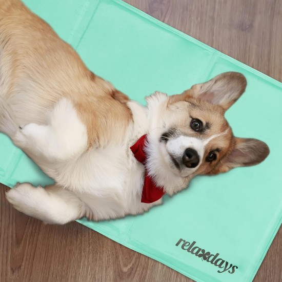 Relaxdays Dog Cooling Mat, 50 x 90 cm, Self-Cooling Dog Mat, Gel Wipe Clean Cooling Mat for Pets, Turquoise Relaxdays Dog Cooling Mat, 50 x 90 cm, Self-Cooling Dog Mat, Gel Wipe Clean Cooling Mat for Pets, Turquoise