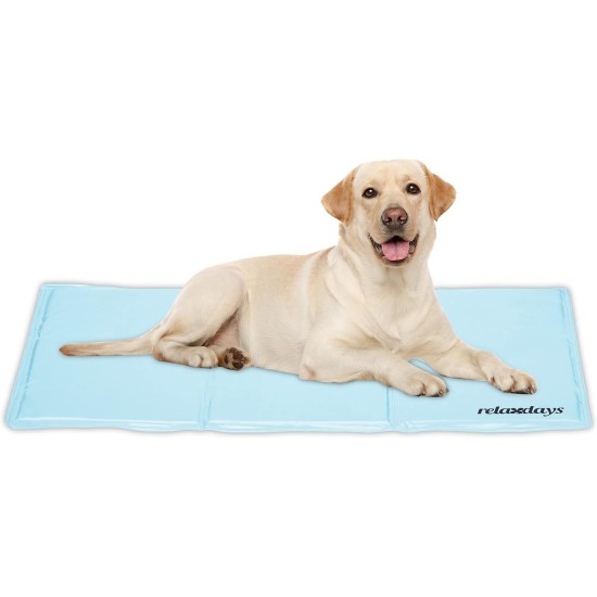 Relaxdays Dog Cooling Mat, 60 x 100 cm, Self-Cooling Dog Mat, Gel Wipe Clean, Cooling Mat for Pets, Light Blue Relaxdays Dog Cooling Mat, 60 x 100 cm, Self-Cooling Dog Mat, Gel Wipe Clean, Cooling Mat for Pets, Light Blue