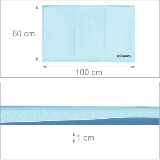 Relaxdays Dog Cooling Mat, 60 x 100 cm, Self-Cooling Dog Mat, Gel Wipe Clean, Cooling Mat for Pets, Light Blue Relaxdays Dog Cooling Mat, 60 x 100 cm, Self-Cooling Dog Mat, Gel Wipe Clean, Cooling Mat for Pets, Light Blue