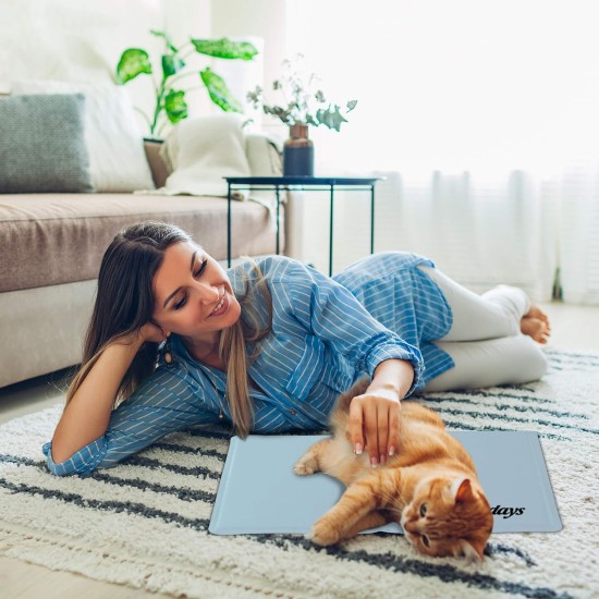 Relaxdays Dog Cooling Mat Self Cooling Wipe Clean Heavy Duty with Gel Pet Cooling Blanket Cold Blanket, blue, 60 x 100 cm Relaxdays Dog Cooling Mat Self Cooling Wipe Clean Heavy Duty with Gel Pet Cooling Blanket Cold Blanket, blue, 60 x 100 cm