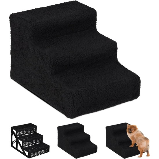 Relaxdays Dog Stairs, 3 Steps, Small & Large Dogs, Bed & Couch, Fabric Cover, Animal Stairs Inside, 30 x 35 x 45 cm, Choice of Colours Relaxdays Dog Stairs, 3 Steps, Small & Large Dogs, Bed & Couch, Fabric Cover, Animal Stairs Inside, 30 x 35 x 45 cm, Choice of Colours