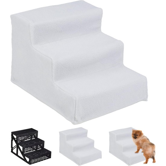 Relaxdays Dog Stairs, 3 Steps, Small & Large Dogs, Bed & Couch, Fabric Cover, Animal Stairs Inside, 30 x 35 x 45 cm, Choice of Colours Relaxdays Dog Stairs, 3 Steps, Small & Large Dogs, Bed & Couch, Fabric Cover, Animal Stairs Inside, 30 x 35 x 45 cm, Choice of Colours
