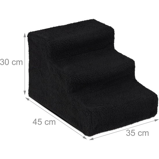 Relaxdays Dog Stairs 3 Steps, Small & Large Dogs, Bed & Couch, Fabric Cover, Pet Stairs Inside, H x D: 30 x 35 x 45 cm, White Relaxdays Dog Stairs 3 Steps, Small & Large Dogs, Bed & Couch, Fabric Cover, Pet Stairs Inside, H x D: 30 x 35 x 45 cm, White