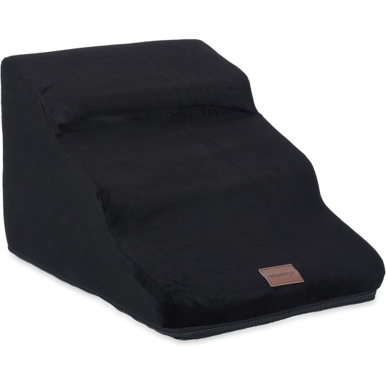 Relaxdays Dog Stairs 3 Steps for Dogs & Cats, HBT: 33 x 41 x 54 cm, Soft Pet Stairs, Bed and Couch, Black Relaxdays Dog Stairs 3 Steps for Dogs & Cats, HBT: 33 x 41 x 54 cm, Soft Pet Stairs, Bed and Couch, Black