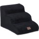 Relaxdays Dog Stairs 3 Steps for Dogs & Cats, HBT: 33 x 41 x 54 cm, Soft Pet Stairs, Bed and Couch, Black