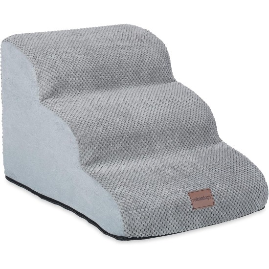 Relaxdays Dog Stairs 3 Steps for Dogs & Cats, HBT: 33 x 41 x 54 cm, Soft Pet Stairs, Bed and Couch, Black Relaxdays Dog Stairs 3 Steps for Dogs & Cats, HBT: 33 x 41 x 54 cm, Soft Pet Stairs, Bed and Couch, Black
