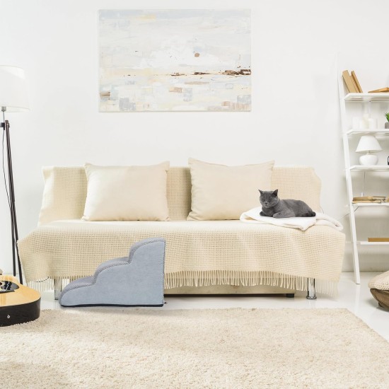 Relaxdays Dog Stairs 3 Steps for Dogs & Cats, HBT: 33 x 41 x 54 cm, Soft Pet Stairs, Bed and Couch, Black Relaxdays Dog Stairs 3 Steps for Dogs & Cats, HBT: 33 x 41 x 54 cm, Soft Pet Stairs, Bed and Couch, Black