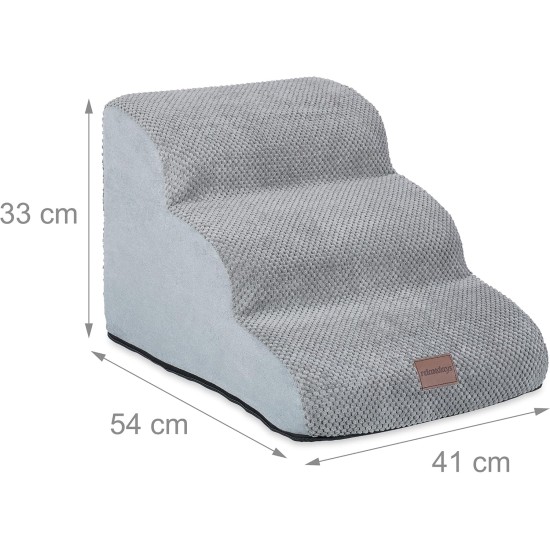 Relaxdays Dog Stairs 3 Steps for Dogs & Cats, HBT: 33 x 41 x 54 cm, Soft Pet Stairs, Bed and Couch, Black Relaxdays Dog Stairs 3 Steps for Dogs & Cats, HBT: 33 x 41 x 54 cm, Soft Pet Stairs, Bed and Couch, Black
