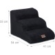 Relaxdays Dog Stairs 3 Steps for Dogs & Cats, HBT: 33 x 41 x 54 cm, Soft Pet Stairs, Bed and Couch, Black