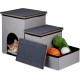 Relaxdays Dog Stairs 3 Steps with Cave & Storage Space, Dogs & Cats, H x W x D: 41.5 x 72 x 33 cm, Foldable Animal Stairs, Grey