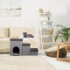 Relaxdays Dog Stairs 3 Steps with Cave & Storage Space, Dogs & Cats, H x W x D: 41.5 x 72 x 33 cm, Foldable Animal Stairs, Grey