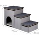 Relaxdays Dog Stairs 3 Steps with Cave & Storage Space, Dogs & Cats, H x W x D: 41.5 x 72 x 33 cm, Foldable Animal Stairs, Grey