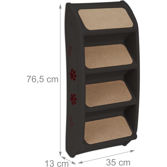 Relaxdays Dog Stairs 4 Steps, Small & Large Dogs, Bed & Couch, Car, Pet Stairs, H x W x D: 49 x 39 x 61 cm, Black Relaxdays Dog Stairs 4 Steps, Small & Large Dogs, Bed & Couch, Car, Pet Stairs, H x W x D: 49 x 39 x 61 cm, Black