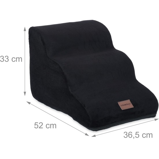 Relaxdays Pet Stairs 3 Steps Dogs & Cats H 33 x W 36.5 x D 52 cm Soft Dog Stairs for Bed Couch Grey Relaxdays Pet Stairs 3 Steps Dogs & Cats H 33 x W 36.5 x D 52 cm Soft Dog Stairs for Bed Couch Grey