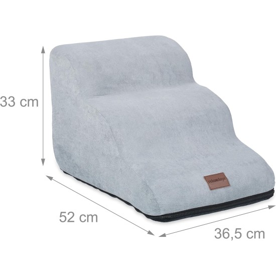 Relaxdays Pet Stairs 3 Steps Dogs & Cats H 33 x W 36.5 x D 52 cm Soft Dog Stairs for Bed Couch Grey Relaxdays Pet Stairs 3 Steps Dogs & Cats H 33 x W 36.5 x D 52 cm Soft Dog Stairs for Bed Couch Grey