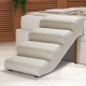 Senneny Dog Stairs Faux Leather Waterproof Scratch-Resistant with High Density Foam and Removable Wooden Legs, Light Beige, 4 Steps