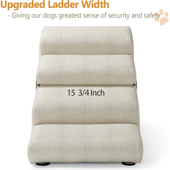 Senneny Dog Stairs Faux Leather Waterproof Scratch-Resistant with High Density Foam and Removable Wooden Legs, Light Beige, 4 Steps Senneny Dog Stairs Faux Leather Waterproof Scratch-Resistant with High Density Foam and Removable Wooden Legs, Light Beige, 4 Steps