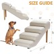 Senneny Dog Stairs Faux Leather Waterproof Scratch-Resistant with High Density Foam and Removable Wooden Legs, Light Beige, 4 Steps