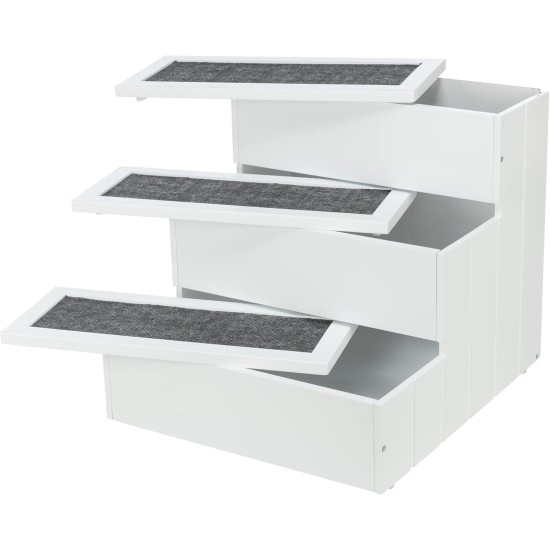 TRIXIE 39461 Non-Slip and Joint-friendly Stairs for Dogs and Cats with Storage Space thanks to Hinged Steps, MDF, 40 x 38 x 45 cm, White, Maximum Load 50 kg