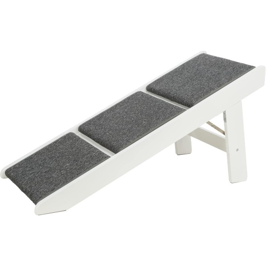 TRIXIE 39462 Folding and Joint-friendly Ramp for Dogs and Cats, Ramp with Fold-Out Steps, MDF, 44 x 46 x 106 cm, White, Maximum Load 70 kg TRIXIE 39462 Folding and Joint-friendly Ramp for Dogs and Cats, Ramp with Fold-Out Steps, MDF, 44 x 46 x 106 cm, White, Maximum Load 70 kg
