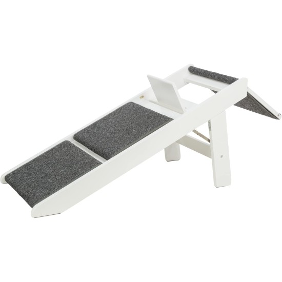 TRIXIE 39462 Folding and Joint-friendly Ramp for Dogs and Cats, Ramp with Fold-Out Steps, MDF, 44 x 46 x 106 cm, White, Maximum Load 70 kg TRIXIE 39462 Folding and Joint-friendly Ramp for Dogs and Cats, Ramp with Fold-Out Steps, MDF, 44 x 46 x 106 cm, White, Maximum Load 70 kg