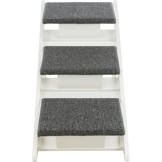 TRIXIE 39462 Folding and Joint-friendly Ramp for Dogs and Cats, Ramp with Fold-Out Steps, MDF, 44 x 46 x 106 cm, White, Maximum Load 70 kg TRIXIE 39462 Folding and Joint-friendly Ramp for Dogs and Cats, Ramp with Fold-Out Steps, MDF, 44 x 46 x 106 cm, White, Maximum Load 70 kg