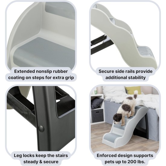 TRIXIE 4-Tier Lightweight Pet Stairs, Folding Dog Stairs for Couch and Bed, Non-Slip Rubber Treads, Ideal for Small Dogs and Cats, Grey TRIXIE 4-Tier Lightweight Pet Stairs, Folding Dog Stairs for Couch and Bed, Non-Slip Rubber Treads, Ideal for Small Dogs and Cats, Grey