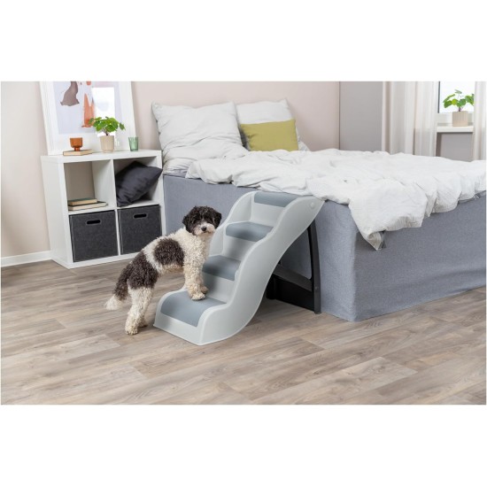 TRIXIE 4-Tier Lightweight Pet Stairs, Folding Dog Stairs for Couch and Bed, Non-Slip Rubber Treads, Ideal for Small Dogs and Cats, Grey TRIXIE 4-Tier Lightweight Pet Stairs, Folding Dog Stairs for Couch and Bed, Non-Slip Rubber Treads, Ideal for Small Dogs and Cats, Grey