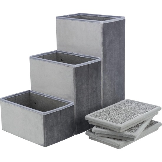 TRIXIE Velour Foldable 3-Tier Pet Stairs with Storage Space, Foldable Storage Compartments for Pet Toys TRIXIE Velour Foldable 3-Tier Pet Stairs with Storage Space, Foldable Storage Compartments for Pet Toys