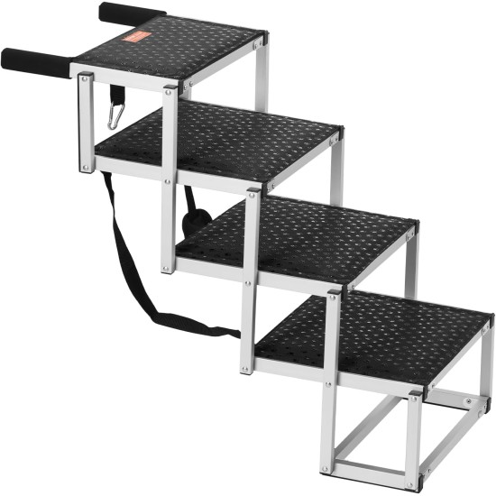 VEVOR Pet Ramp for Vehicles, 4 Step Wide Folding Stairs for Dogs, Aluminium Car Ramp with Non-Slip Coating, Easy to Carry Steps for SUVs, Trucks, Supports up to 250 lbs VEVOR Pet Ramp for Vehicles, 4 Step Wide Folding Stairs for Dogs, Aluminium Car Ramp with Non-Slip Coating, Easy to Carry Steps for SUVs, Trucks, Supports up to 250 lbs