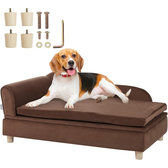 VEVOR Pet Sofa, Dog Couch for Large Dogs and Cats, Soft Velvety Dog Sofa Bed, 50 kg Heavy Duty Cat Sofa, Dog Bed, Pet Bed, Dark Brown VEVOR Pet Sofa, Dog Couch for Large Dogs and Cats, Soft Velvety Dog Sofa Bed, 50 kg Heavy Duty Cat Sofa, Dog Bed, Pet Bed, Dark Brown