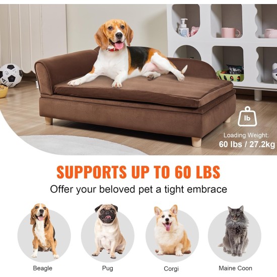 VEVOR Pet Sofa, Dog Couch for Large Dogs and Cats, Soft Velvety Dog Sofa Bed, 50 kg Heavy Duty Cat Sofa, Dog Bed, Pet Bed, Dark Brown VEVOR Pet Sofa, Dog Couch for Large Dogs and Cats, Soft Velvety Dog Sofa Bed, 50 kg Heavy Duty Cat Sofa, Dog Bed, Pet Bed, Dark Brown