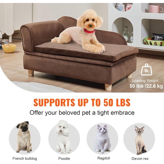 VEVOR Pet Sofa, Dog Couch for Large Dogs and Cats, Soft Velvety Dog Sofa Bed, 50 kg Heavy Duty Cat Sofa, Dog Bed, Pet Bed, Dark Brown VEVOR Pet Sofa, Dog Couch for Large Dogs and Cats, Soft Velvety Dog Sofa Bed, 50 kg Heavy Duty Cat Sofa, Dog Bed, Pet Bed, Dark Brown