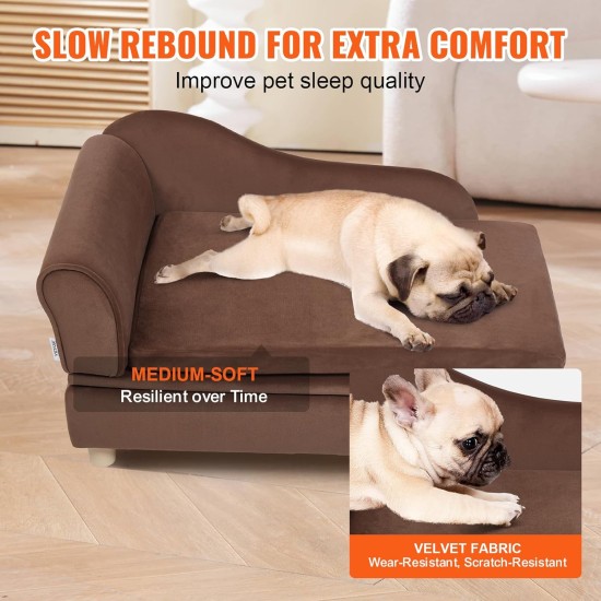 VEVOR Pet Sofa, Dog Couch for Large Dogs and Cats, Soft Velvety Dog Sofa Bed, 50 kg Heavy Duty Cat Sofa, Dog Bed, Pet Bed, Dark Brown VEVOR Pet Sofa, Dog Couch for Large Dogs and Cats, Soft Velvety Dog Sofa Bed, 50 kg Heavy Duty Cat Sofa, Dog Bed, Pet Bed, Dark Brown
