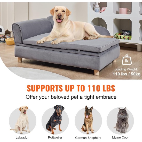 VEVOR Pet Sofa, Dog Couch for Large Dogs and Cats, Soft Velvety Dog Sofa Bed, 50 kg Heavy Duty Cat Sofa, Dog Bed, Pet Bed, Dark Brown VEVOR Pet Sofa, Dog Couch for Large Dogs and Cats, Soft Velvety Dog Sofa Bed, 50 kg Heavy Duty Cat Sofa, Dog Bed, Pet Bed, Dark Brown