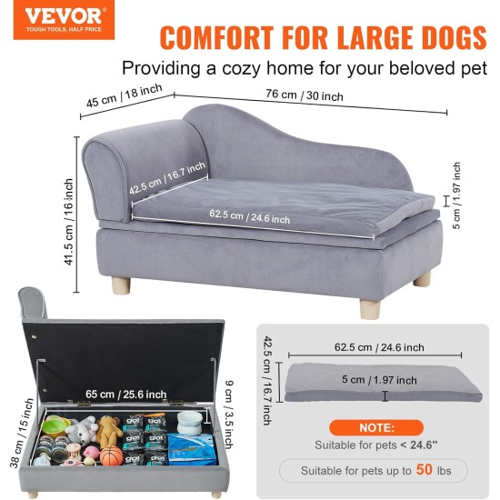 VEVOR Pet Sofa, Dog Couch for Large Dogs and Cats, Soft Velvety Dog Sofa Bed, 50 kg Heavy Duty Cat Sofa, Dog Bed, Pet Bed, Dark Brown VEVOR Pet Sofa, Dog Couch for Large Dogs and Cats, Soft Velvety Dog Sofa Bed, 50 kg Heavy Duty Cat Sofa, Dog Bed, Pet Bed, Dark Brown