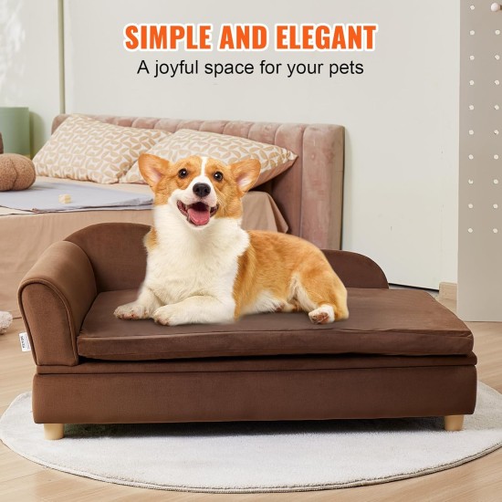VEVOR Pet Sofa, Dog Couch for Large Dogs and Cats, Soft Velvety Dog Sofa Bed, 50 kg Heavy Duty Cat Sofa, Dog Bed, Pet Bed, Dark Brown VEVOR Pet Sofa, Dog Couch for Large Dogs and Cats, Soft Velvety Dog Sofa Bed, 50 kg Heavy Duty Cat Sofa, Dog Bed, Pet Bed, Dark Brown