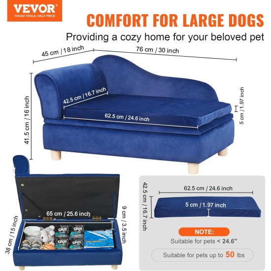 VEVOR Pet Sofa, Dog Couch for Large Dogs and Cats, Soft Velvety Dog Sofa Bed, 50 kg Heavy Duty Cat Sofa, Dog Bed, Pet Bed, Dark Brown VEVOR Pet Sofa, Dog Couch for Large Dogs and Cats, Soft Velvety Dog Sofa Bed, 50 kg Heavy Duty Cat Sofa, Dog Bed, Pet Bed, Dark Brown