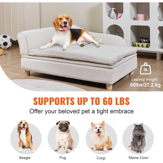 VEVOR Pet Sofa, Dog Couch for Large Dogs and Cats, Soft Velvety Dog Sofa Bed, 50 kg Heavy Duty Cat Sofa, Dog Bed, Pet Bed, Dark Brown VEVOR Pet Sofa, Dog Couch for Large Dogs and Cats, Soft Velvety Dog Sofa Bed, 50 kg Heavy Duty Cat Sofa, Dog Bed, Pet Bed, Dark Brown