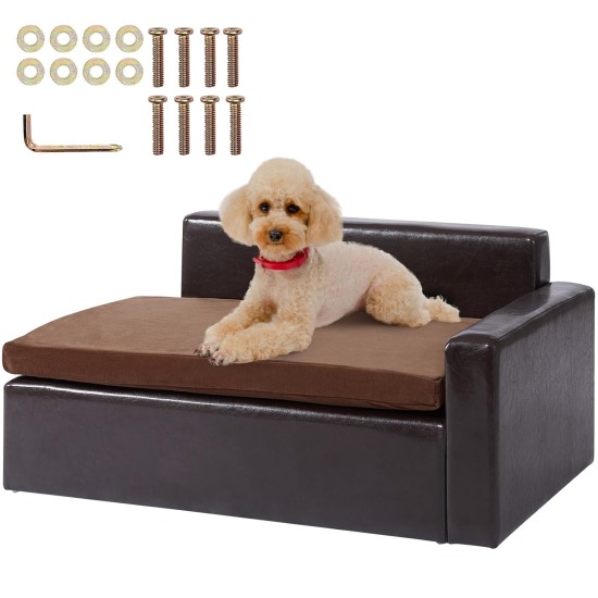VEVOR Pet Sofa, Dog Couch for Medium Dogs and Cats, Soft Leather Dog Sofa Bed, 50 kg Heavy Duty Cat Sofa 710 x 505 x 335 mm VEVOR Pet Sofa, Dog Couch for Medium Dogs and Cats, Soft Leather Dog Sofa Bed, 50 kg Heavy Duty Cat Sofa 710 x 505 x 335 mm