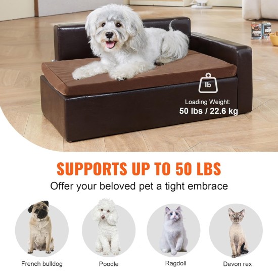 VEVOR Pet Sofa, Dog Couch for Medium Dogs and Cats, Soft Leather Dog Sofa Bed, 50 kg Heavy Duty Cat Sofa 710 x 505 x 335 mm VEVOR Pet Sofa, Dog Couch for Medium Dogs and Cats, Soft Leather Dog Sofa Bed, 50 kg Heavy Duty Cat Sofa 710 x 505 x 335 mm