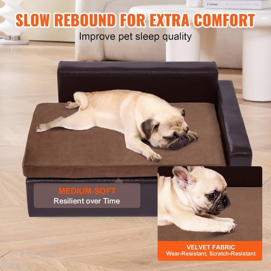 VEVOR Pet Sofa, Dog Couch for Medium Dogs and Cats, Soft Leather Dog Sofa Bed, 50 kg Heavy Duty Cat Sofa 710 x 505 x 335 mm VEVOR Pet Sofa, Dog Couch for Medium Dogs and Cats, Soft Leather Dog Sofa Bed, 50 kg Heavy Duty Cat Sofa 710 x 505 x 335 mm