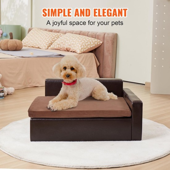 VEVOR Pet Sofa, Dog Couch for Medium Dogs and Cats, Soft Leather Dog Sofa Bed, 50 kg Heavy Duty Cat Sofa 710 x 505 x 335 mm VEVOR Pet Sofa, Dog Couch for Medium Dogs and Cats, Soft Leather Dog Sofa Bed, 50 kg Heavy Duty Cat Sofa 710 x 505 x 335 mm