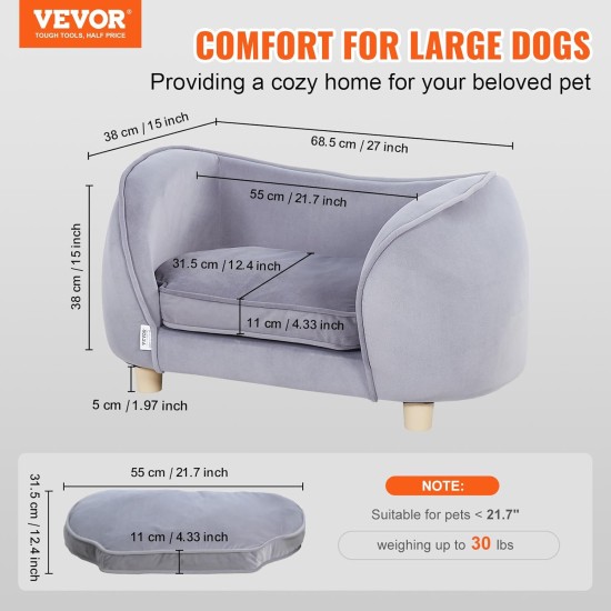 VEVOR Pet Sofa, Dog Couch for Medium Dogs and Cats, Soft Velvety Dog Sofa Bed, 37 kg Heavy Duty Cat Sofa, Dog Bed, Pet Bed, Dark Blue VEVOR Pet Sofa, Dog Couch for Medium Dogs and Cats, Soft Velvety Dog Sofa Bed, 37 kg Heavy Duty Cat Sofa, Dog Bed, Pet Bed, Dark Blue
